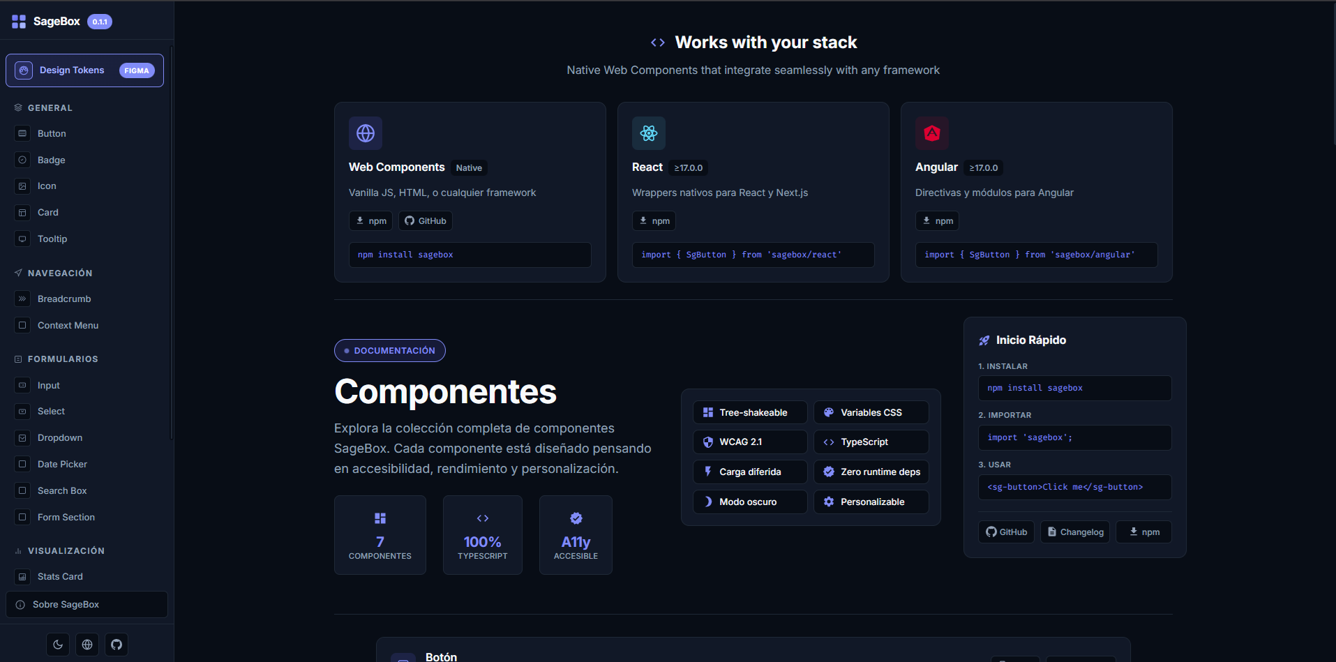 SageBox: Librería de Componentes UI y Design System